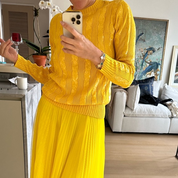 Ralph Lauren Purple Label Yellow Knit Sweater with Sequins - Picture 3 of 5